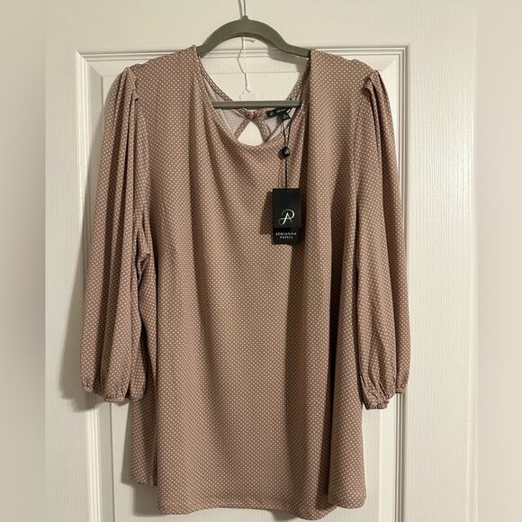 NWT Adrianna Papell dusty pink mauve polka dot blouse - Picture 1 of 1